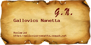 Gallovics Nanetta névjegykártya